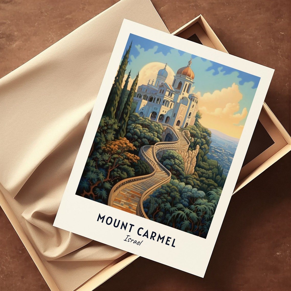 Stella Maris Monastery on Mount Carmel in Israel at Sunset Poster - Image 3