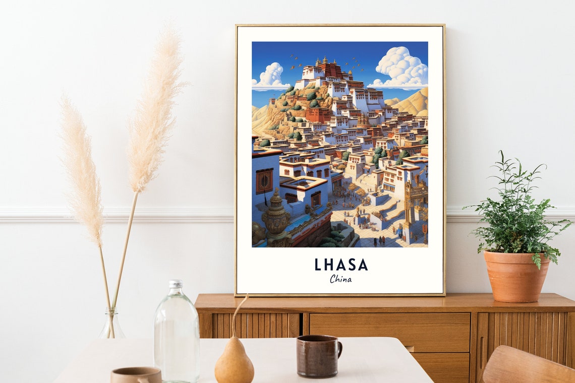 Lhasa China Potala Palace Hill Town Travel Poster Keepsake Art - Image 2