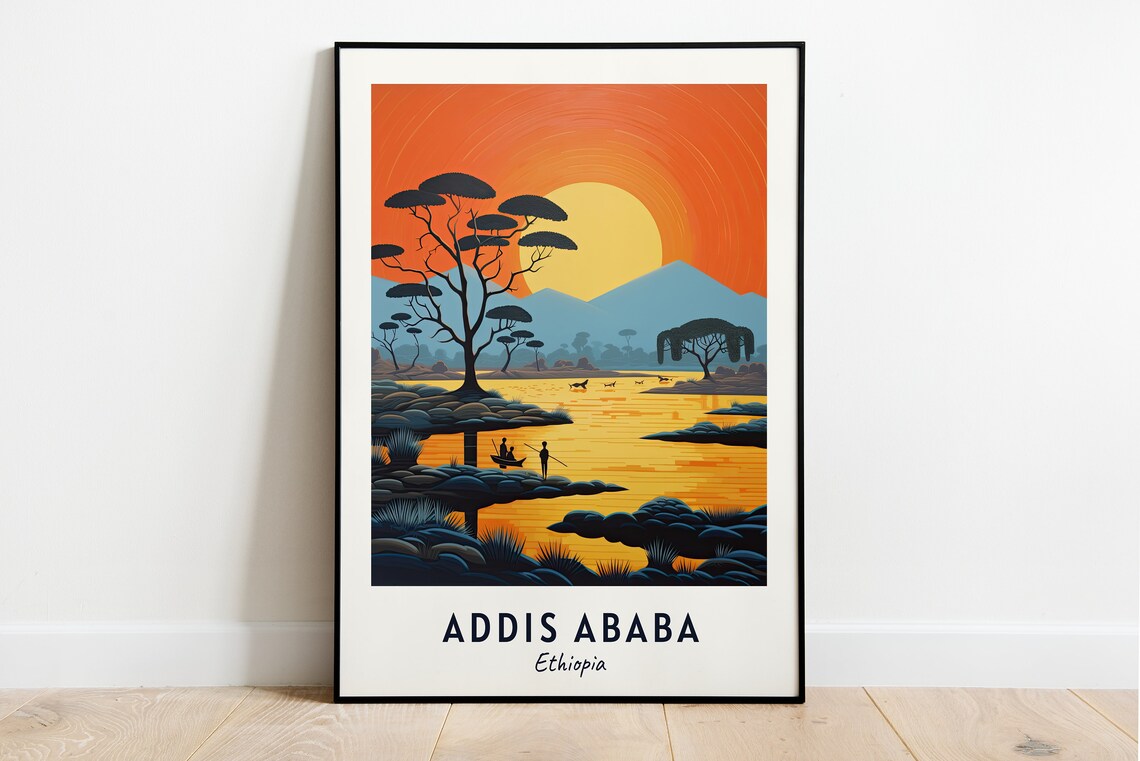 Addis Ababa Travel Poster, Ethiopia City Print
