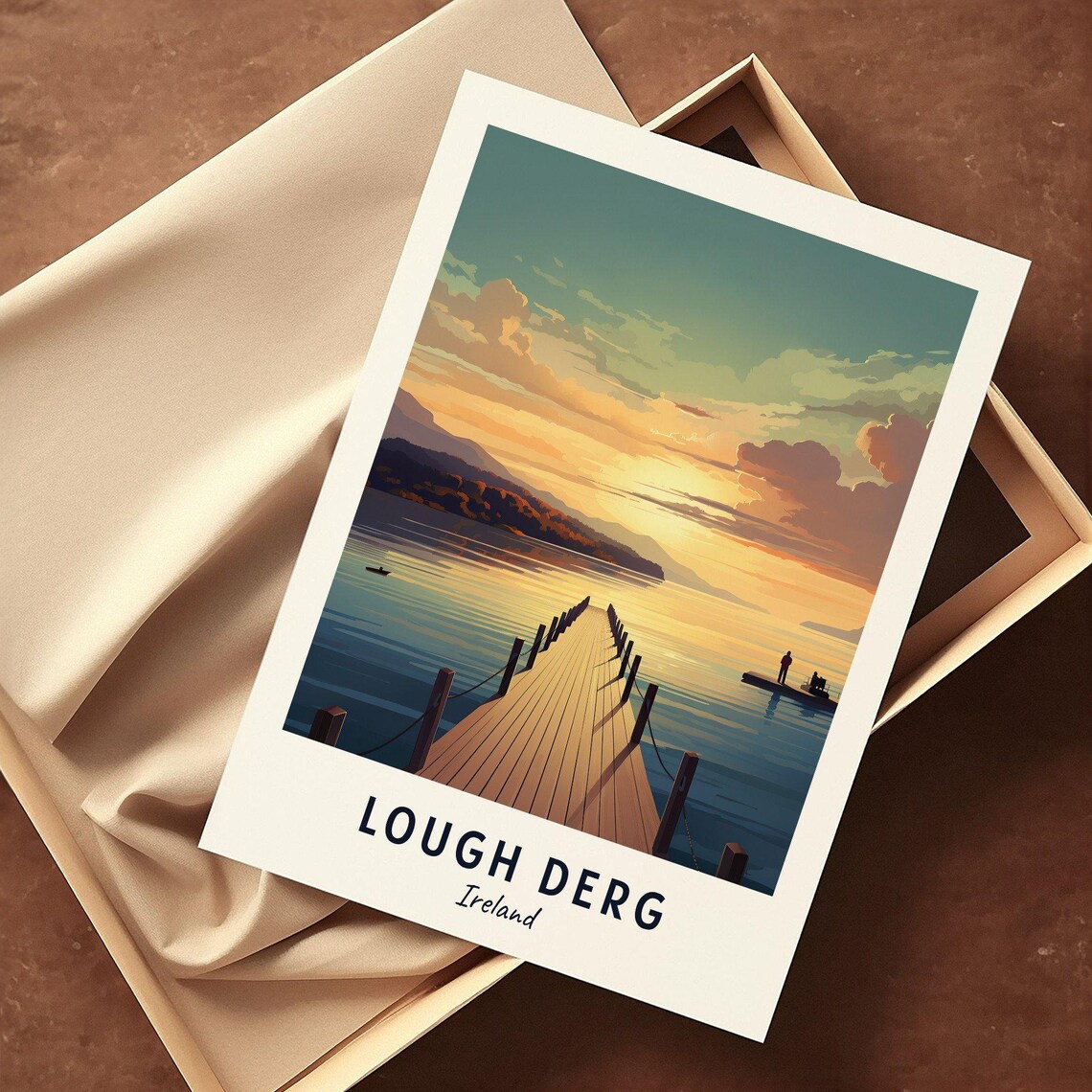 Lough Derg Ireland Golden Sunset Over Wooden Pier Travel Poster - Image 3