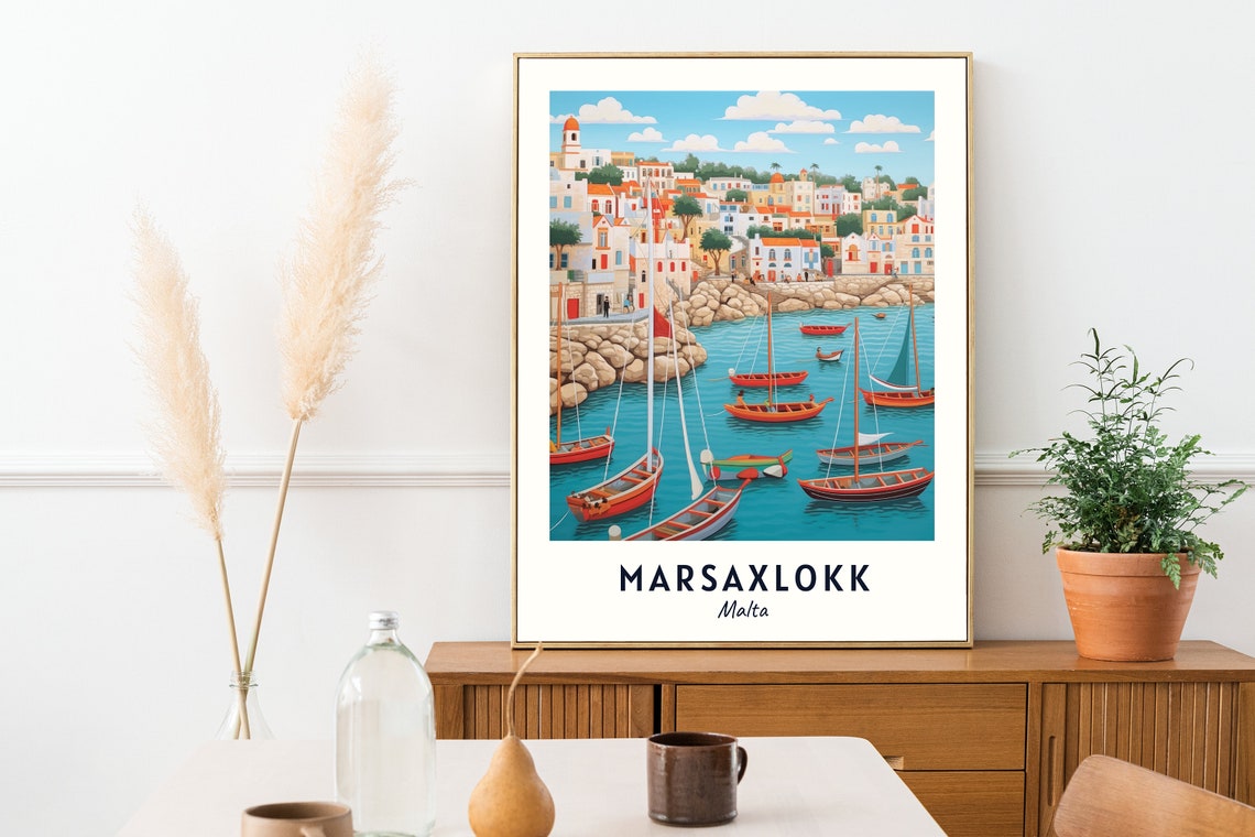 Marsaxlokk Bay And Fishing Village Travel Print Wall Art Marsaxlokk Malta City Print Marsaxlokk Bay And Fishing Village Travel Gift - Image 2