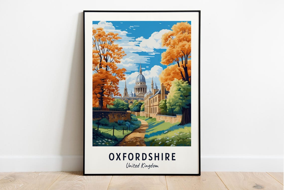 Oxfordshire Travel Print Wall Art Oxfordshire United Kingdom City Print Oxfordshire Travel Gift Oxfordshire City Poster Travel Gift