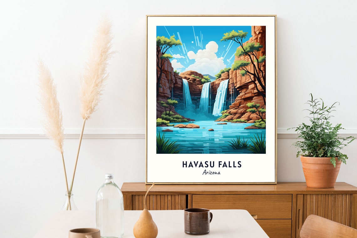 Havasu Falls Arizona Desert Waterfall Red Rock Canyon Travel Poster - Image 2