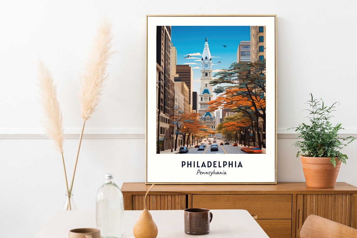 Philadelphia Travel Print Wall Art Philadelphia Pennsylvania City Print Philadelphia Travel Gift Philadelphia City Poster Travel Gift - Image 2