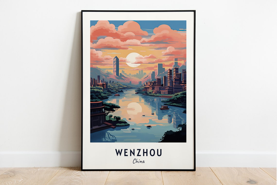 Wenzhou Travel Print Wall Art Wenzhou China City Print Wenzhou Travel Gift Wenzhou City Poster Travel Gift Wall Art