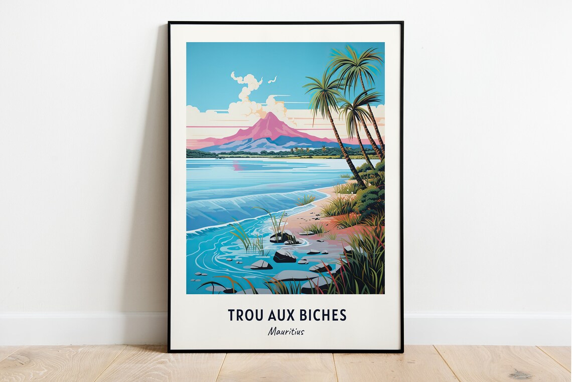 Trou Aux Biches Travel Poster, Mauritius City Print