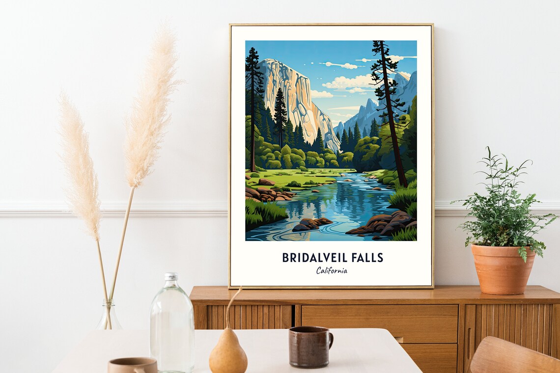 Bridalveil Falls El Capitan Yosemite Valley River Scenery Travel Poster - Image 2