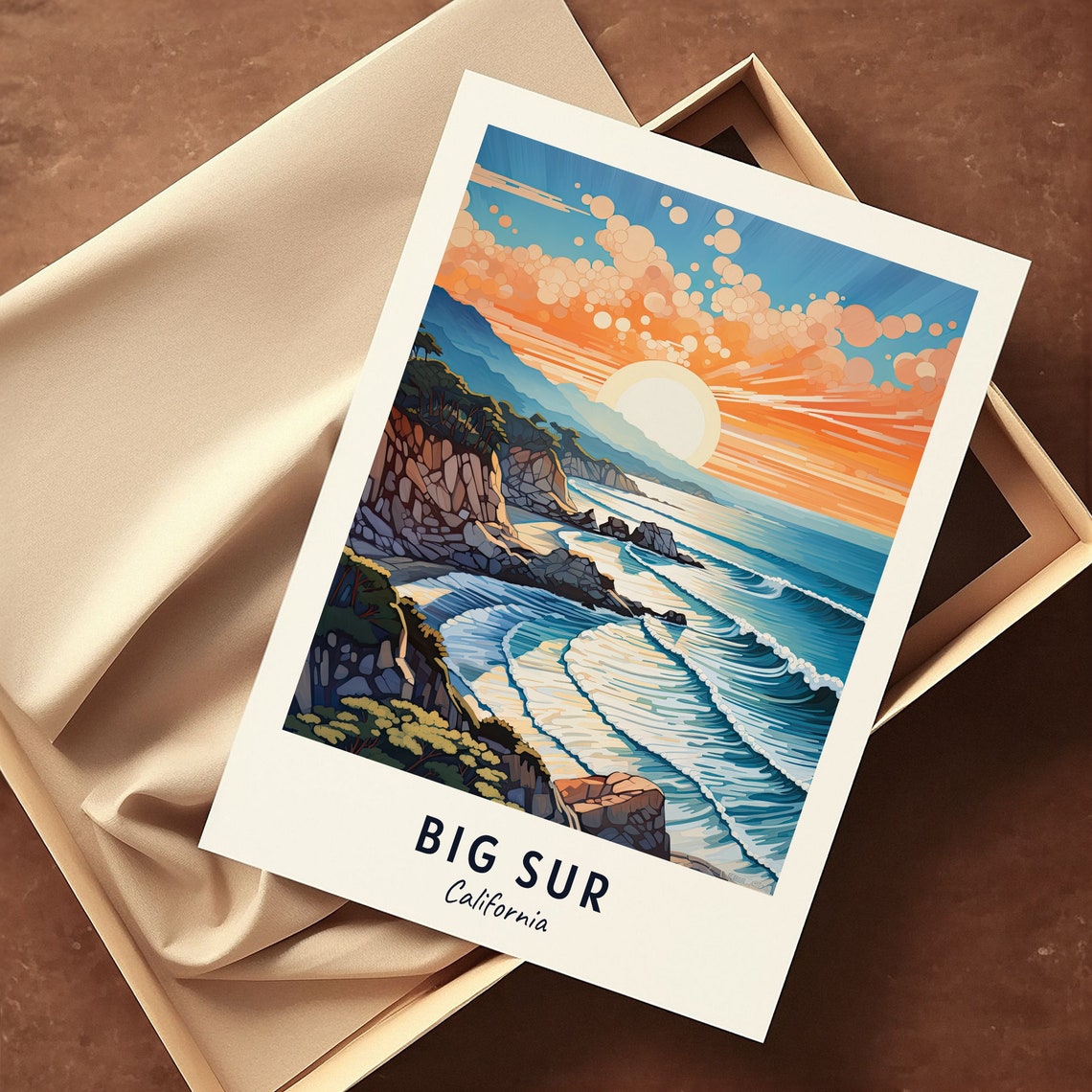 Big Sur California Sunset Cliffs Ocean Waves Coastline Poster - Image 3