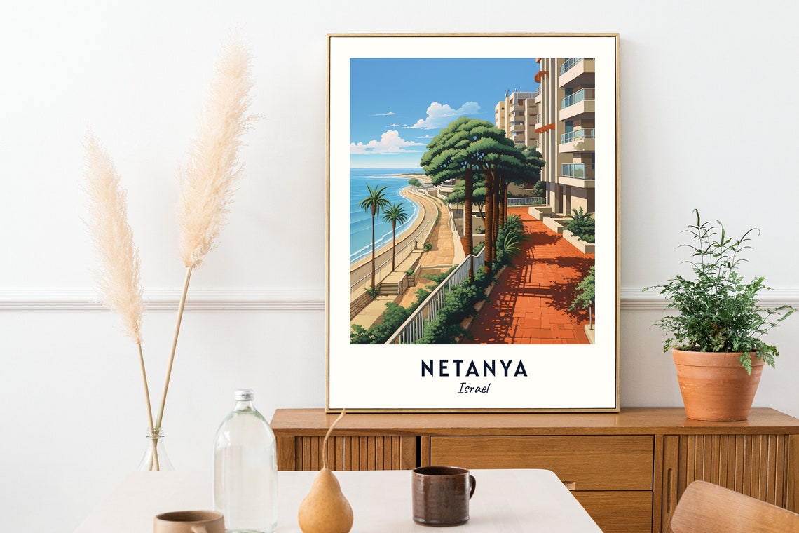 Netanya Promenade Travel Print Wall Art Netanya Israel City Print Netanya Promenade Travel Gift Netanya Promenade Poster Travel Gift - Image 2