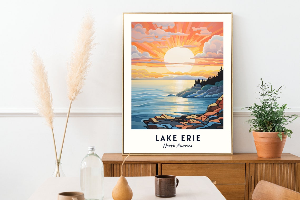 Lake Erie North America Travel Print Wall Art Lake Erie North America City Print Lake Erie North America Travel Gift Lake Erie - Image 2
