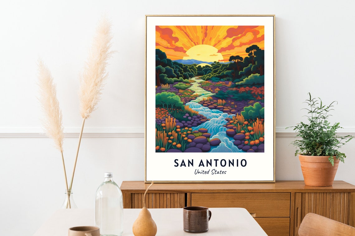 San Antonio Travel Print Wall Art San Antonio United States City Print San Antonio Travel Gift San Antonio City Poster Travel Gift - Image 2