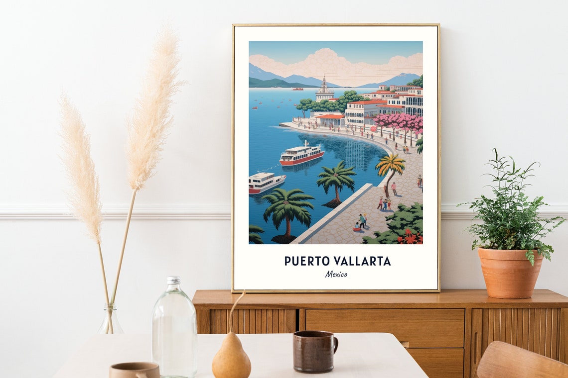 Malecon Boardwalk and Harbor of Puerto Vallarta Mexico Poster - Image 2