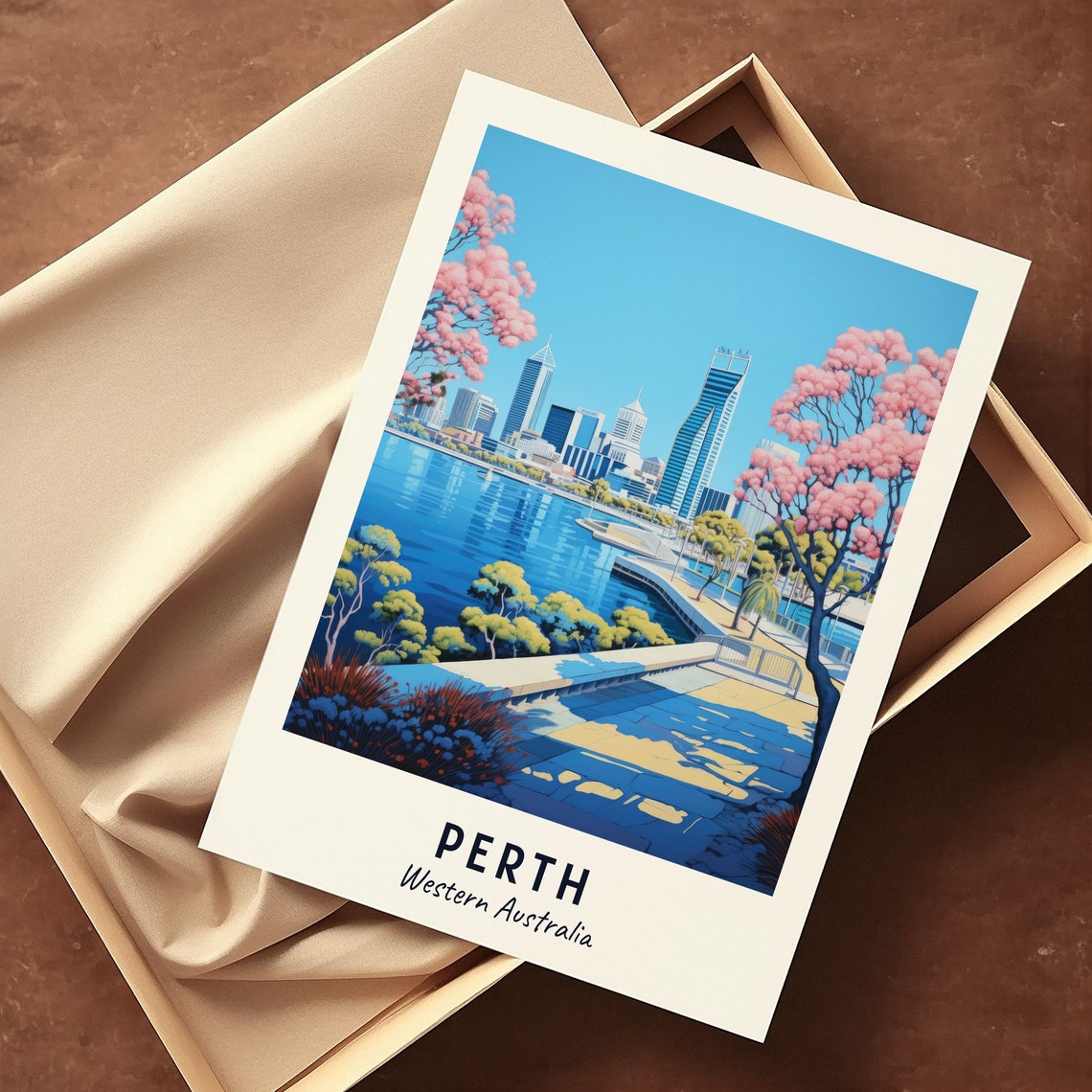 Perth Western Australia City Skyline Riverfront Blossom Park Poster - Image 3