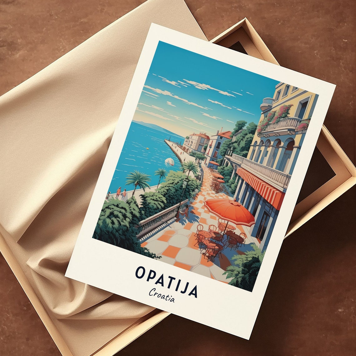 Lungomare Promenade Travel Print Wall Art Opatija Croatia City Print Lungomare Promenade Travel Gift Lungomare Promenade Poster - Image 3
