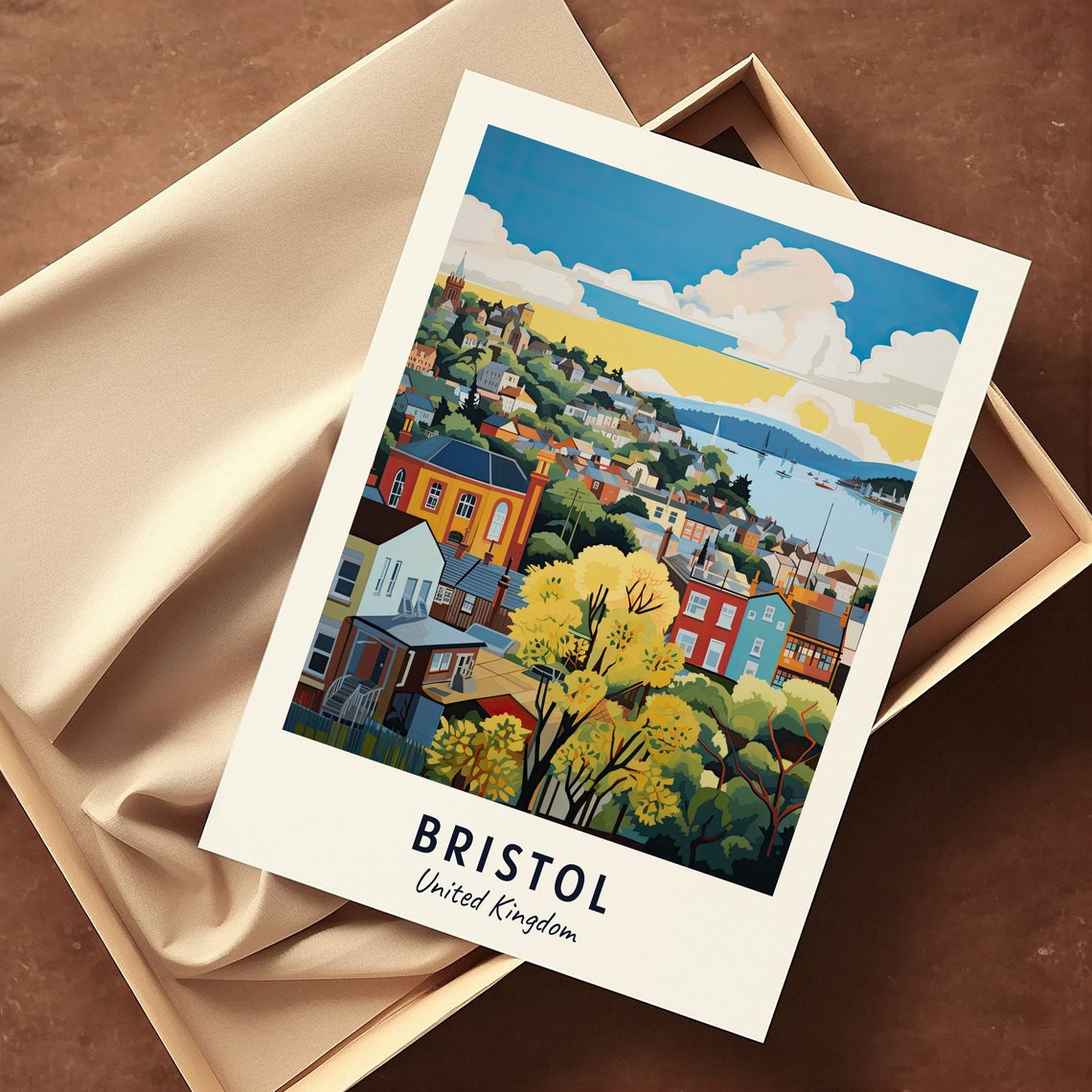 Bristol Hillside Harbor Houses Autumn Daytime View Travel Poster - Image 3