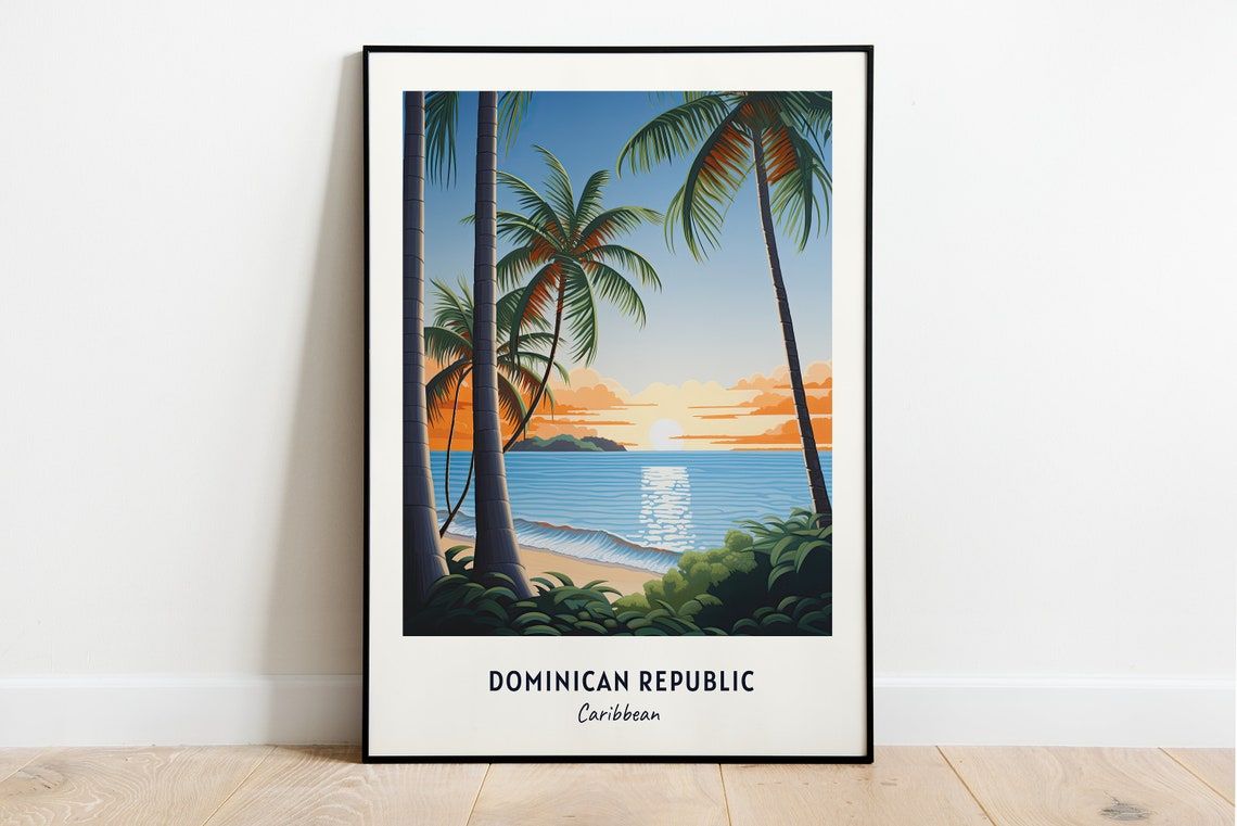 Dominican Republic Caribbean Palm Beach Tropical Sunset Poster