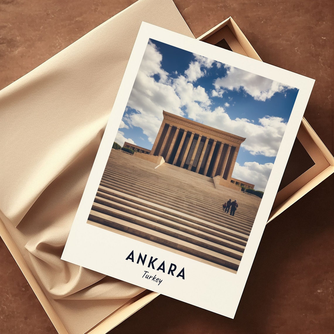 Ankara Turkey Anitkabir Mausoleum Grand Stone Staircase Clouds Poster - Image 3