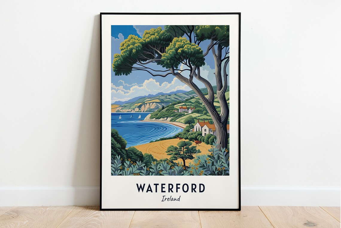 Waterford City Vintage Travel Poster, Ireland
