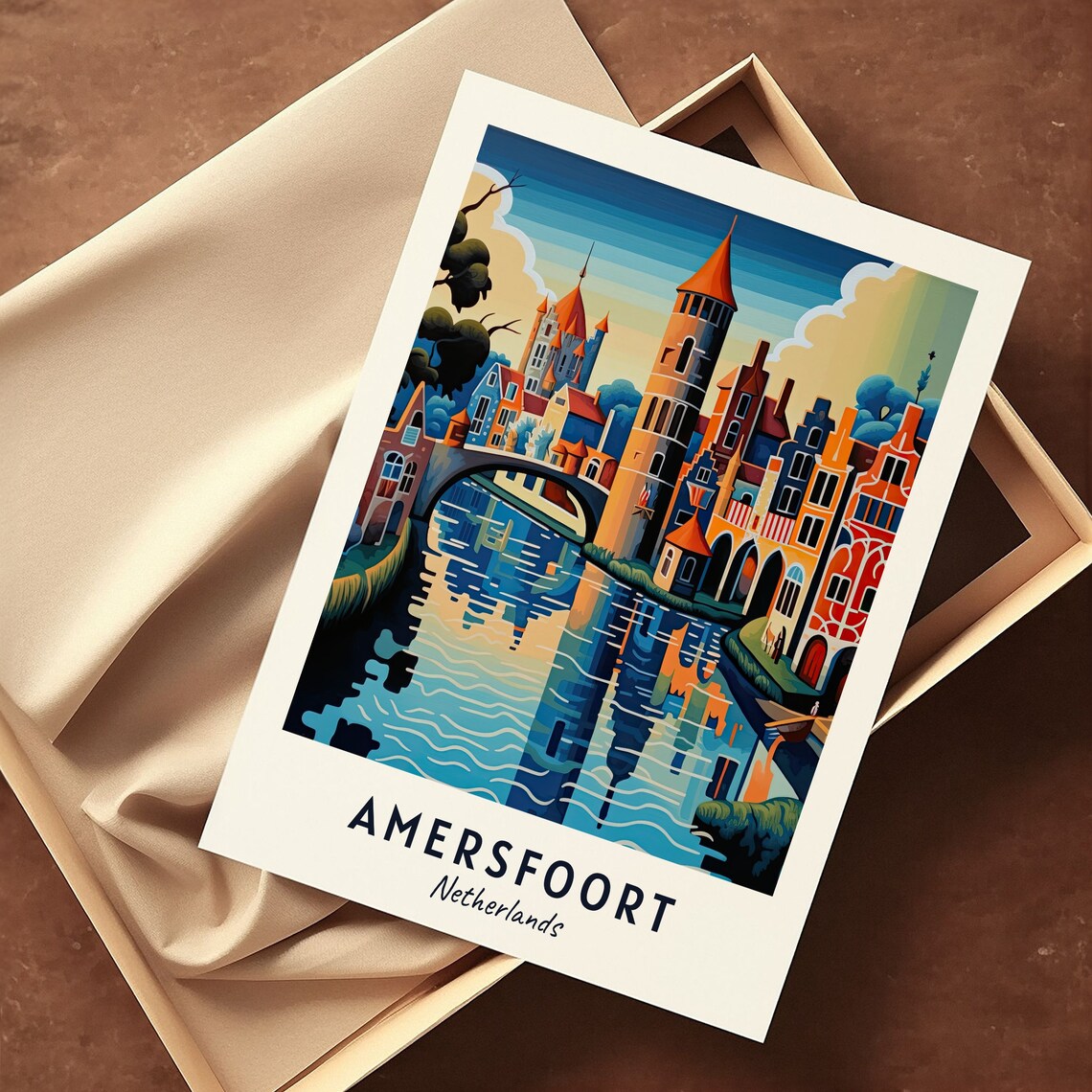 Amersfoort Netherlands Canal Tower Koppelpoort Travel Poster - Image 3