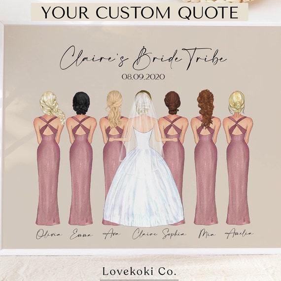 Personalized Bridesmaid Print Bridal Tribe Bridal Shower Gift Bridal Party Gift For Bride Personalized Bridesmaid Gift Team Bride Print