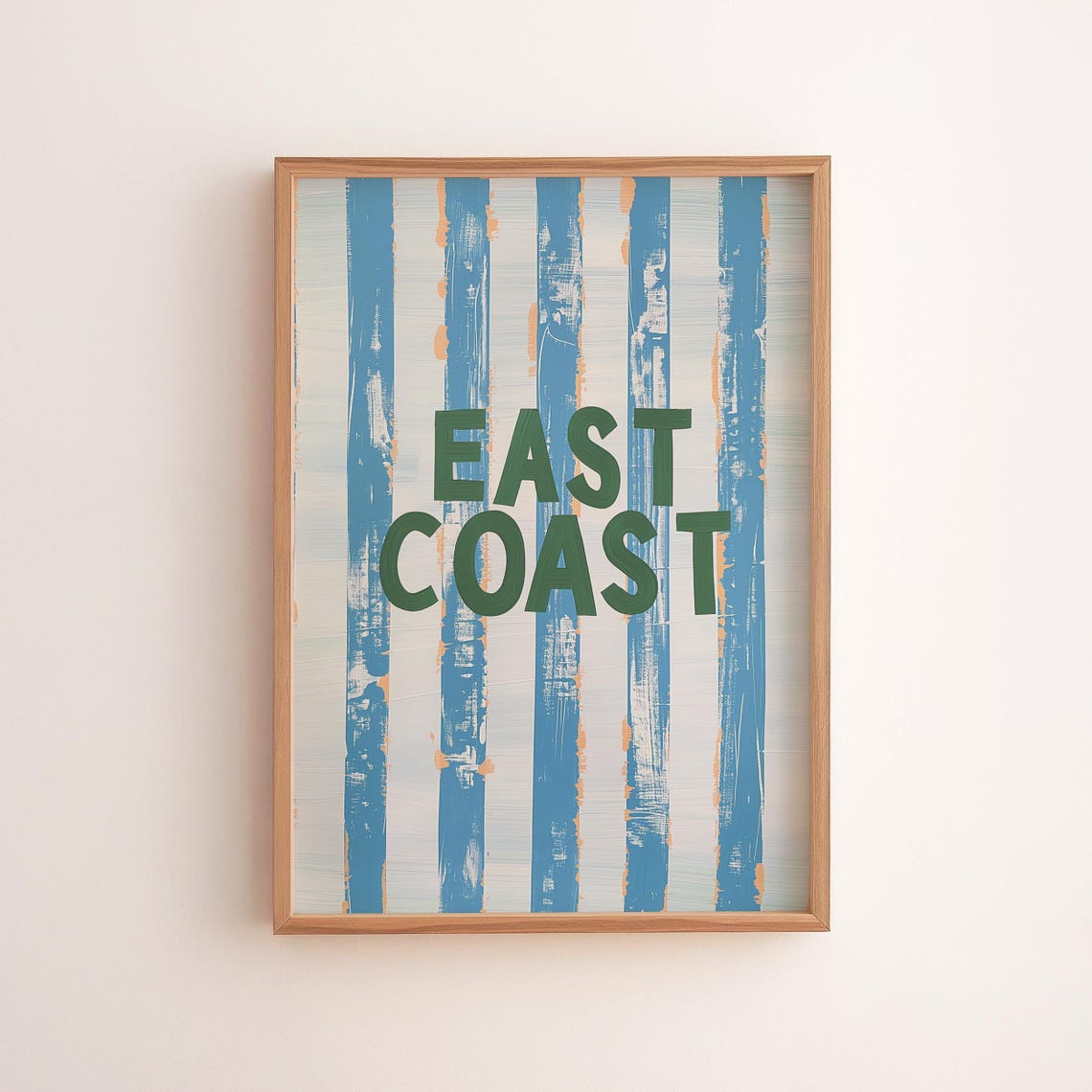 East Coast Bold Typography Blue Coastal Stripe Modern Poster