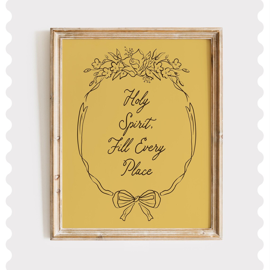 Holy Spirit Scripture Print Yellow Christian Coquette Room Decor