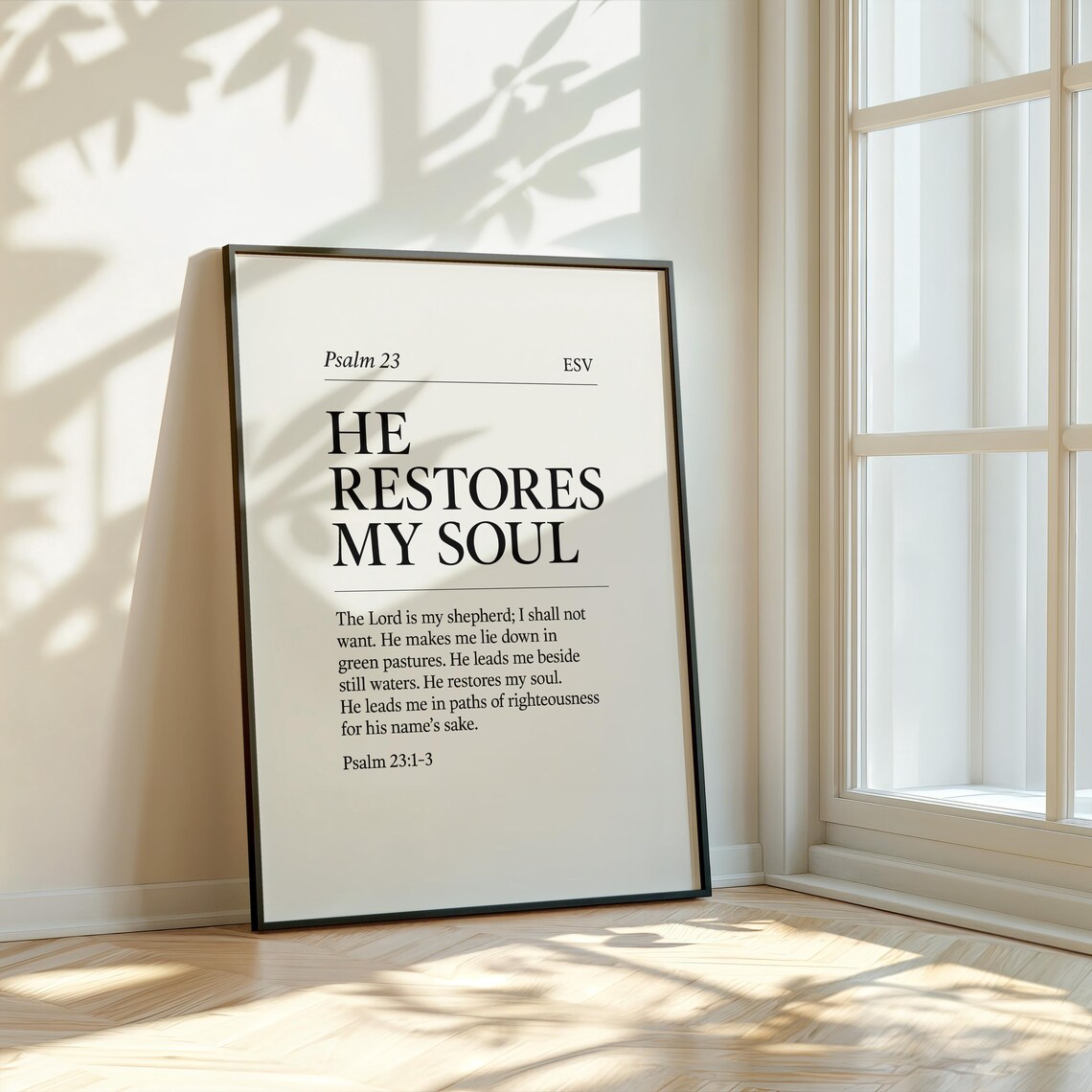 Psalm 23 Print He Restores My Soul Minimalist Scripture Art