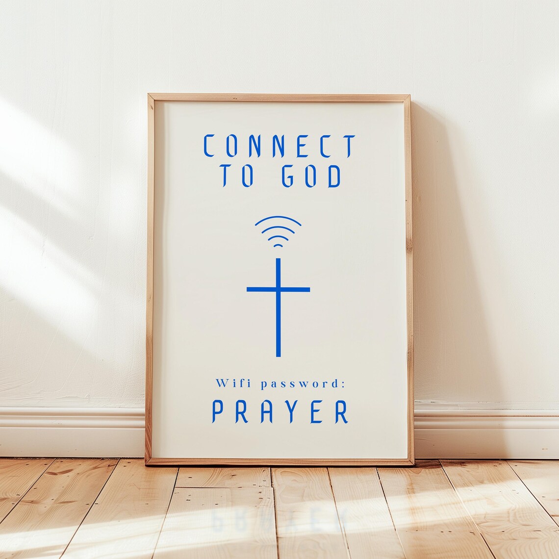 Connect To God Wifi Password Prayer Blue Christian Quote Poster