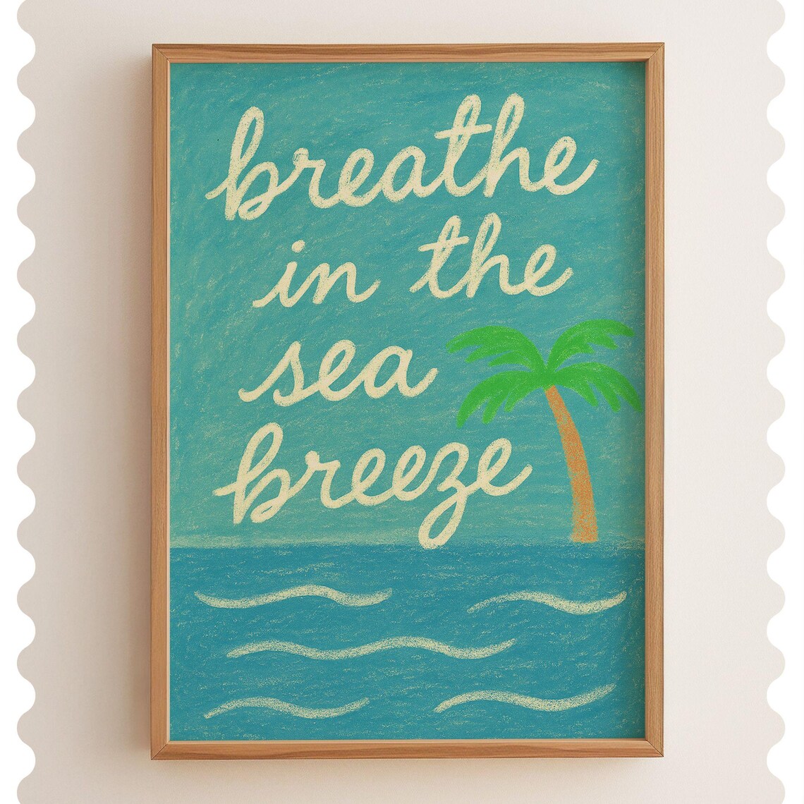 Breathe in the Sea Breeze Tropical Palm Tree Coastal Quote Wall Art