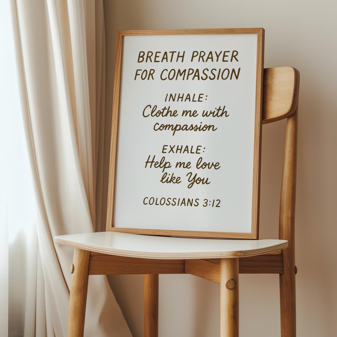 Compassion Breath Prayer Wall Art Christian Bible Verse Scripture Gift Colossians 312 Print