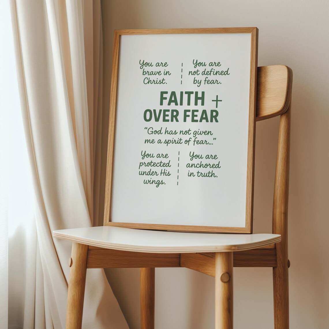 Faith Over Fear Scripture Print Christian Dorm Decor