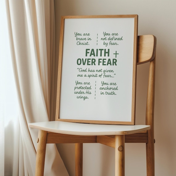 Faith Over Fear Christian Bible Verse Encouragement Gift Poster