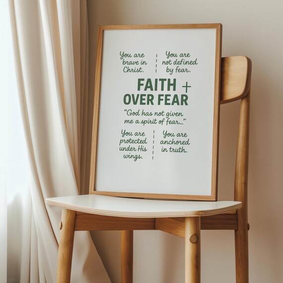 Faith Over Fear Scripture Print Christian Dorm Decor