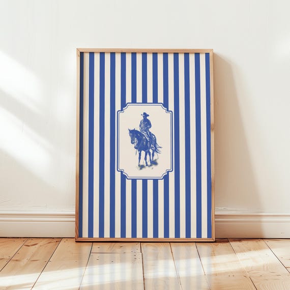 Cowboy Stripes Print Western Farmhouse Wall Art