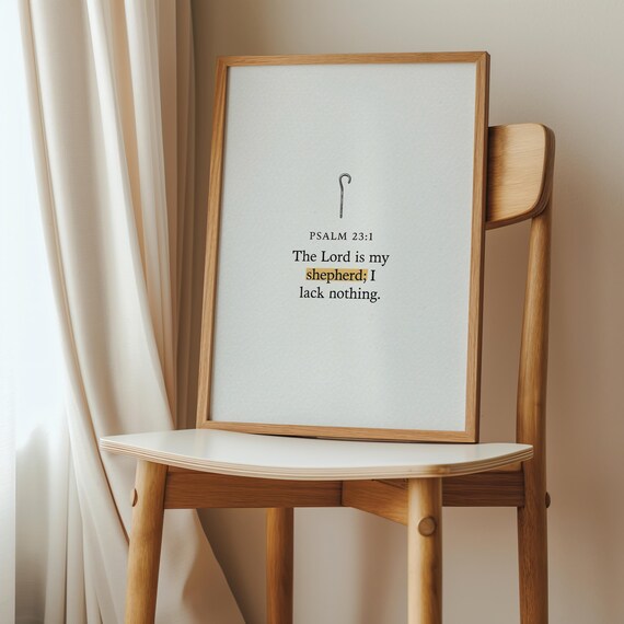 Psalm 23 Christian Print Minimalist Bible Verse Wall Art