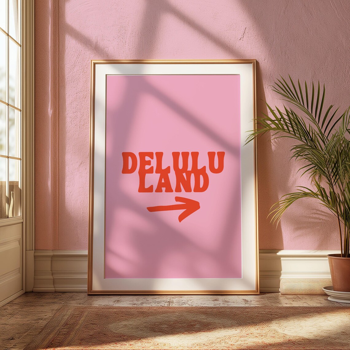 Delulu Land Arrow Funny Pink Trendy Quote Typography Art Print - Image 2