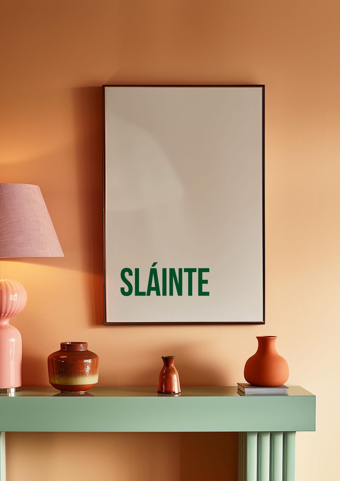 Bold Slainte Red On Pink Irish Toast Typography Quote Art Print - Image 5