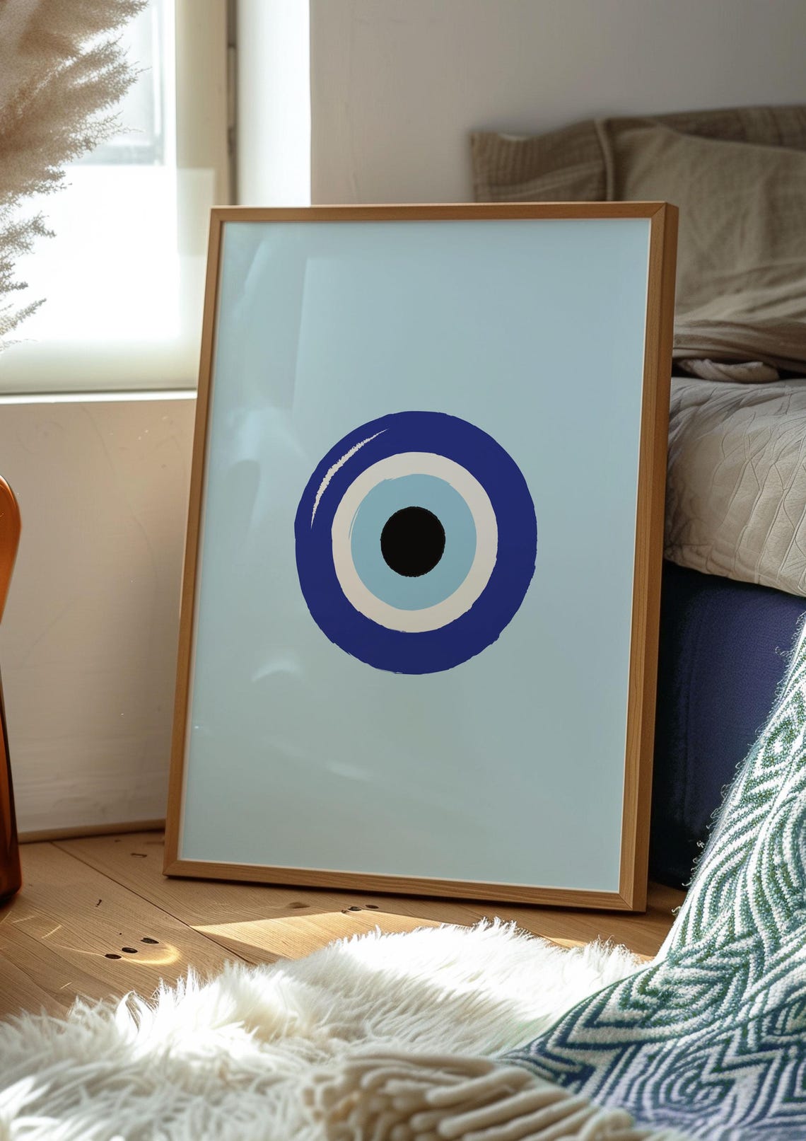Blue Turkish Evil Eye Minimalist Protection Amulet Art Print