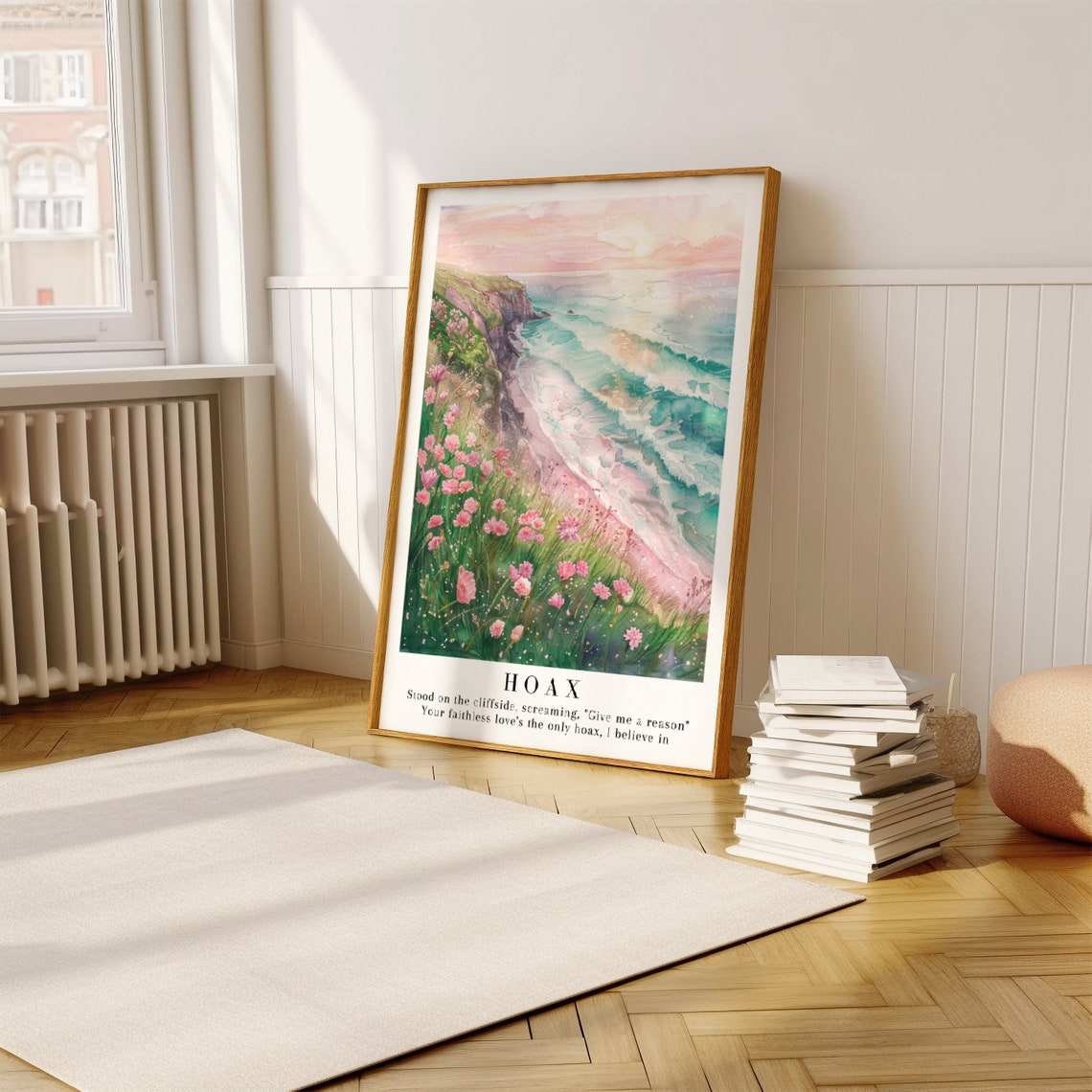 Taylor Swift Hoax Cliffside Coastal Wildflowers Watercolor Poster - Image 3