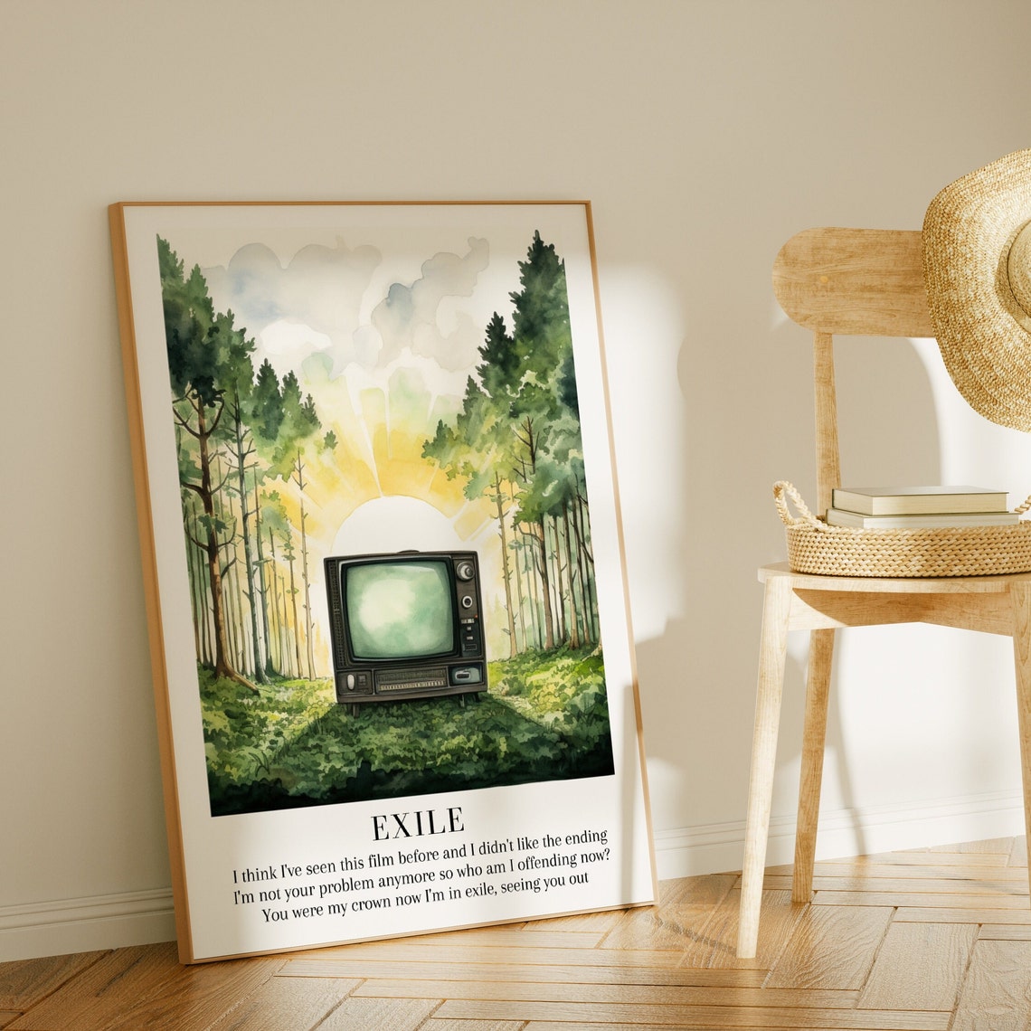 Taylor Swift Exile Lyrics Retro Television Forest Scene Poster - Image 3