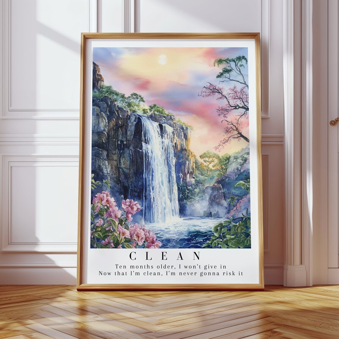 1989 Waterfall Watercolor Art Print, Dreamy Core - Image 3