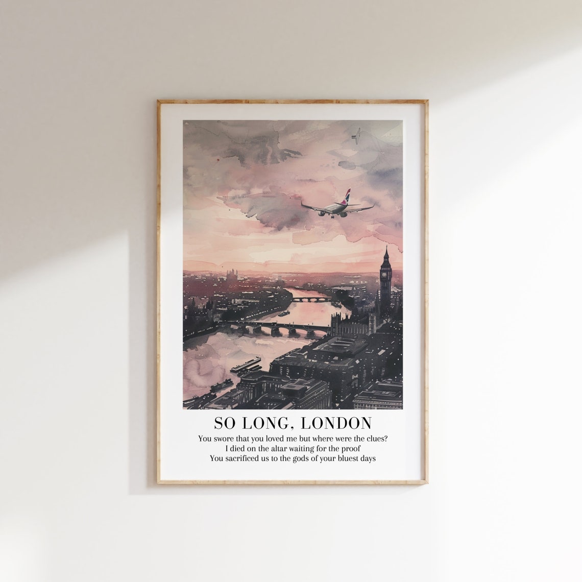 Taylor Swift So Long London Big Ben Lyric Skyline Watercolor Poster - Image 3