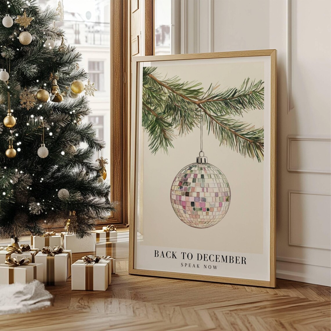 Back To December Christmas Watercolor Disco Ball Ornament - Image 3