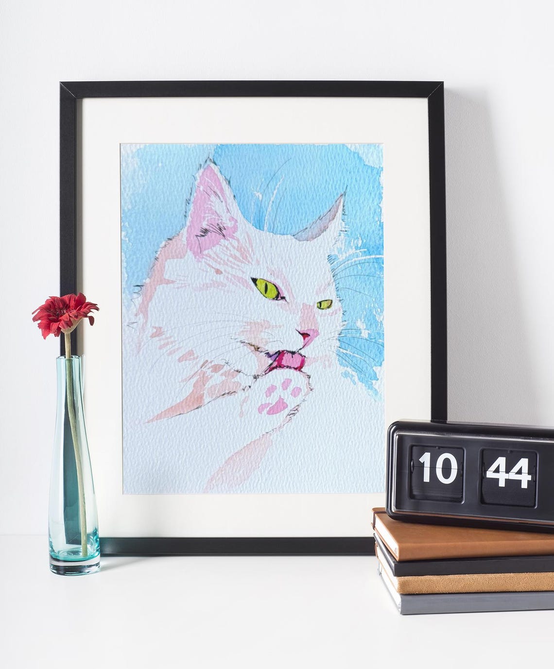 Cat Watercolor Painting, Nursery Decor - Image 3