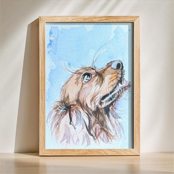 Watercolor Original Dog Painting Wall Art Dog Portrait Nursery Wall Art