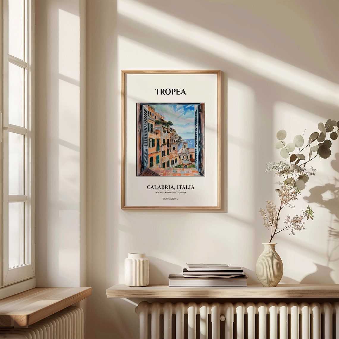 Tropea Calabria Italy Watercolor Print with Coastal Window View - Image 3