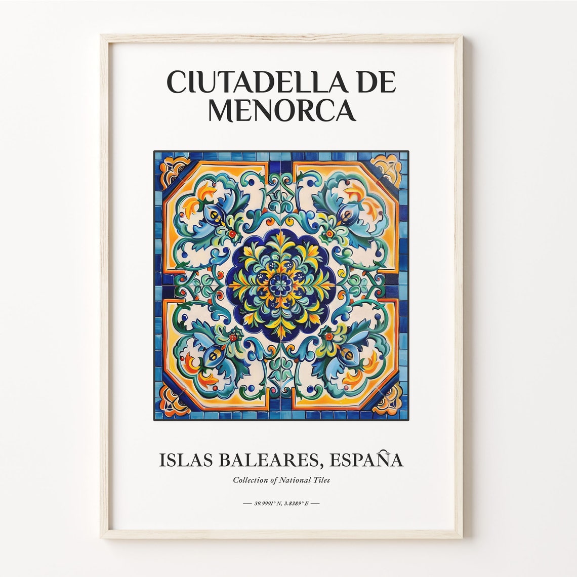 Ciutadella De Menorca Baleares Spain Ornate Tile Pattern Poster