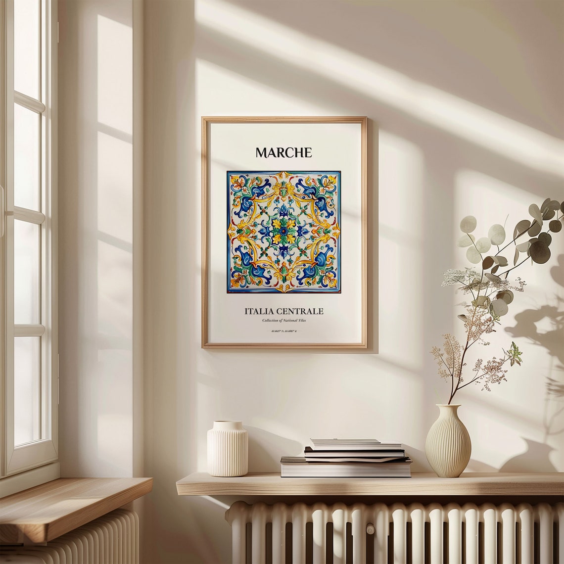 Marche Central Italy Blue Gold Green Symmetrical Tile Decor Poster - Image 3