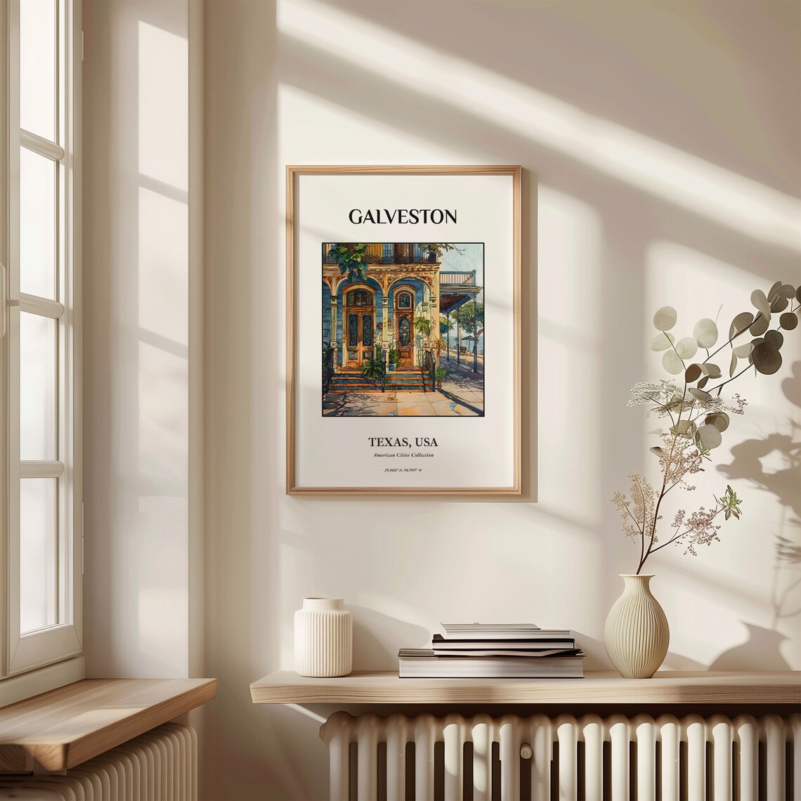 Galveston Texas Historic Gulf Coast Doorway Watercolor City Poster - Image 3