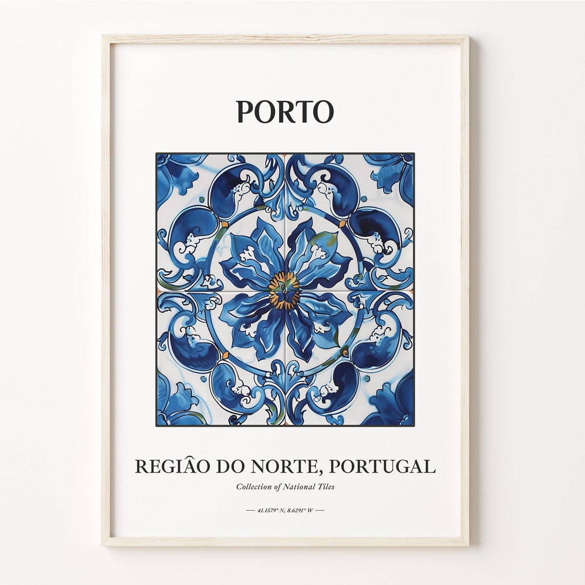Porto Portugal Classic Blue White Azulejo Tile Pattern Wall Poster